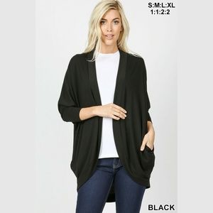 Zenana Womens Cardigan 3/4 Sleeve Cocoon Wrap